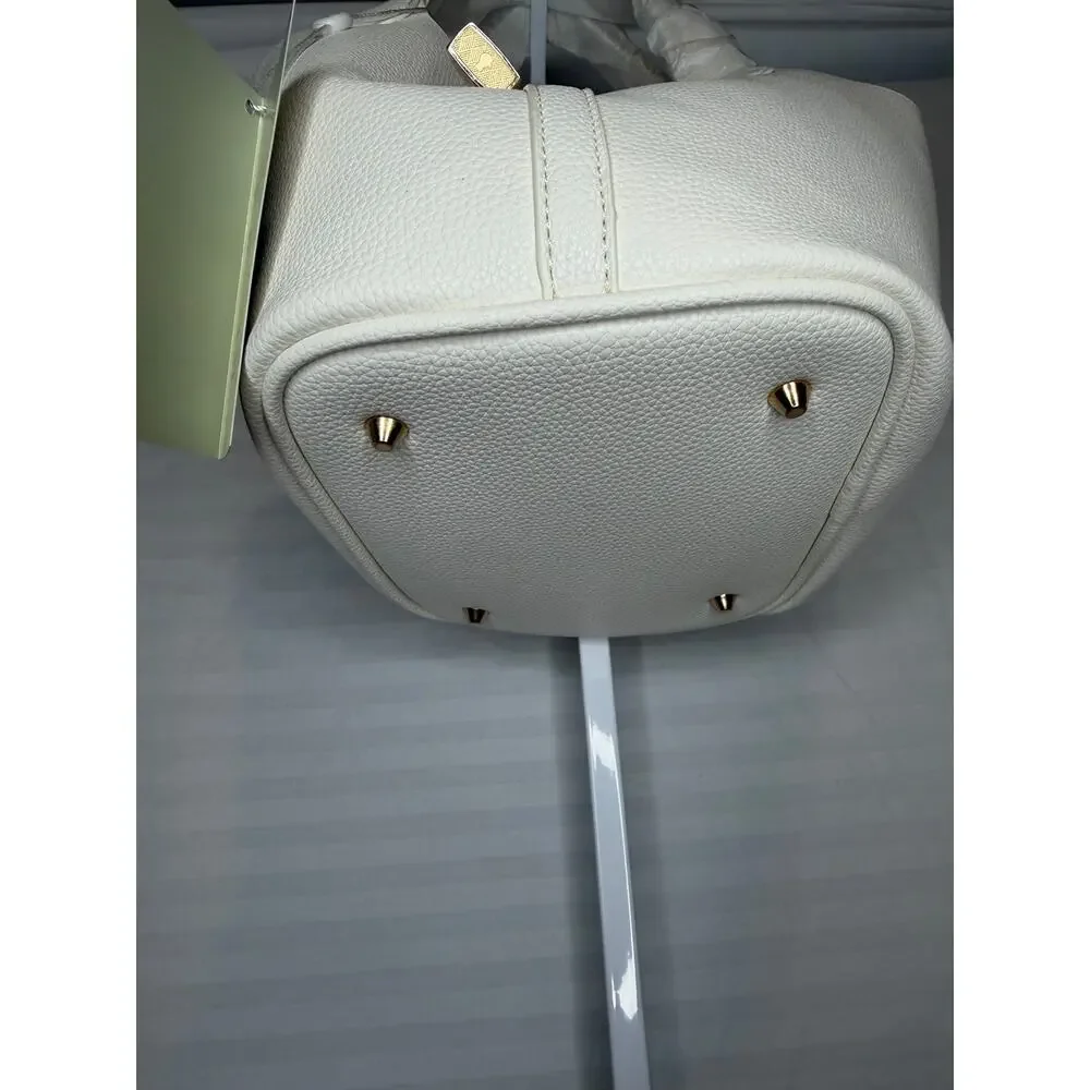 Valentino Orlandi Milano NWT White Pebbled Faux Leather Tote Handbag w/ Pouch